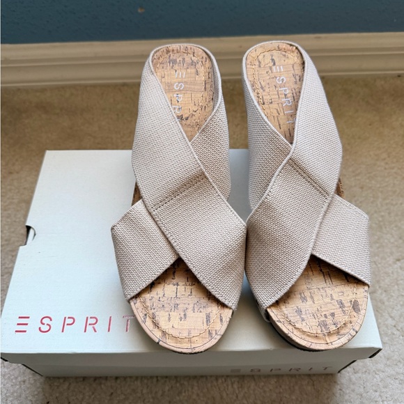 Esprit Shoes - Esprit Beige Cork Wedge Slide Sandals